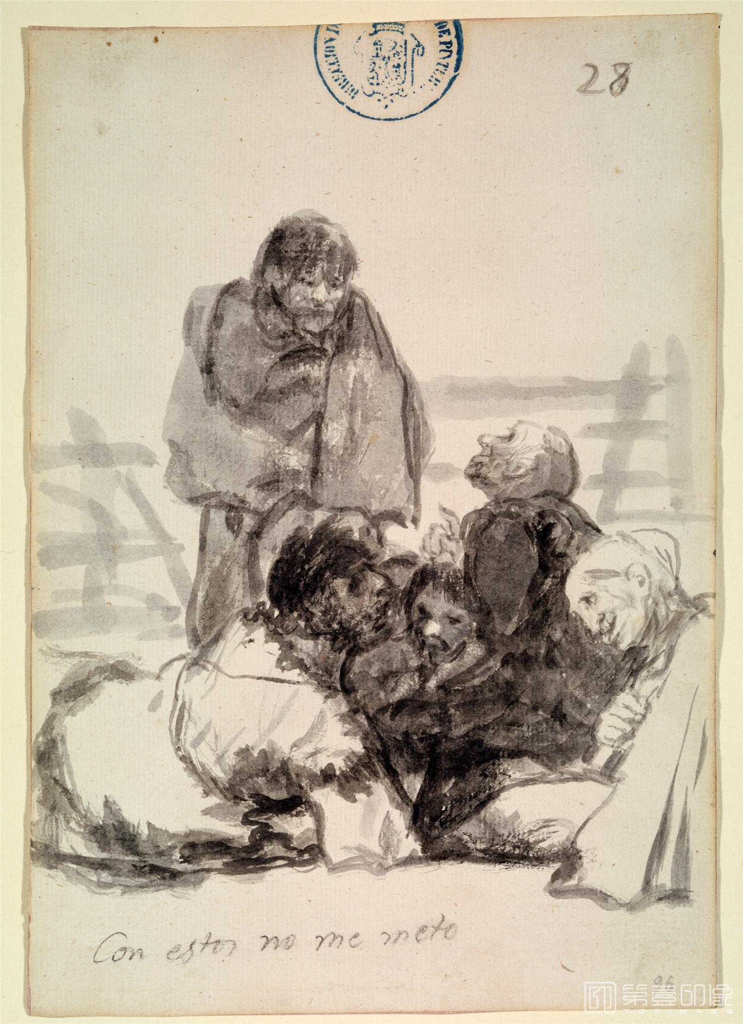 素描-西班牙普拉多美术馆素描藏画-Goya y Lucientes, Francisco de-Con estos no me meto-1087
